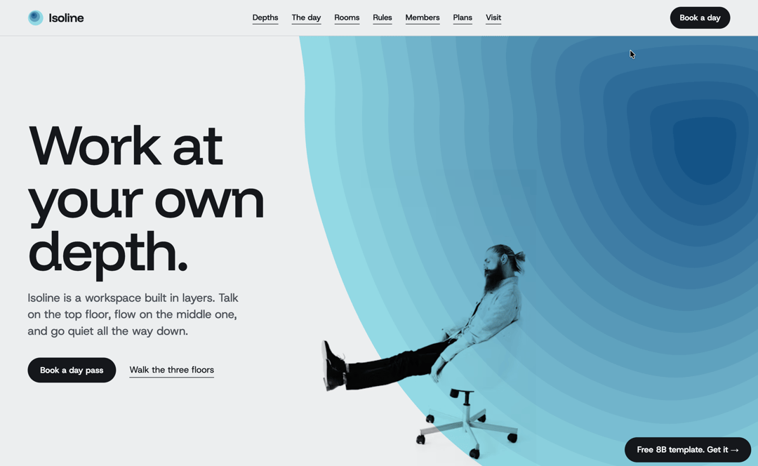 Coworking Website Template for Codex: Free HTML Shared Office Site with Day Passes and GSAP Scroll Animations preview