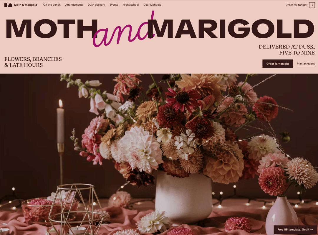 Florist Website Template for Claude Code: Free HTML Flower Shop Site with Delivery, Workshops and GSAP preview