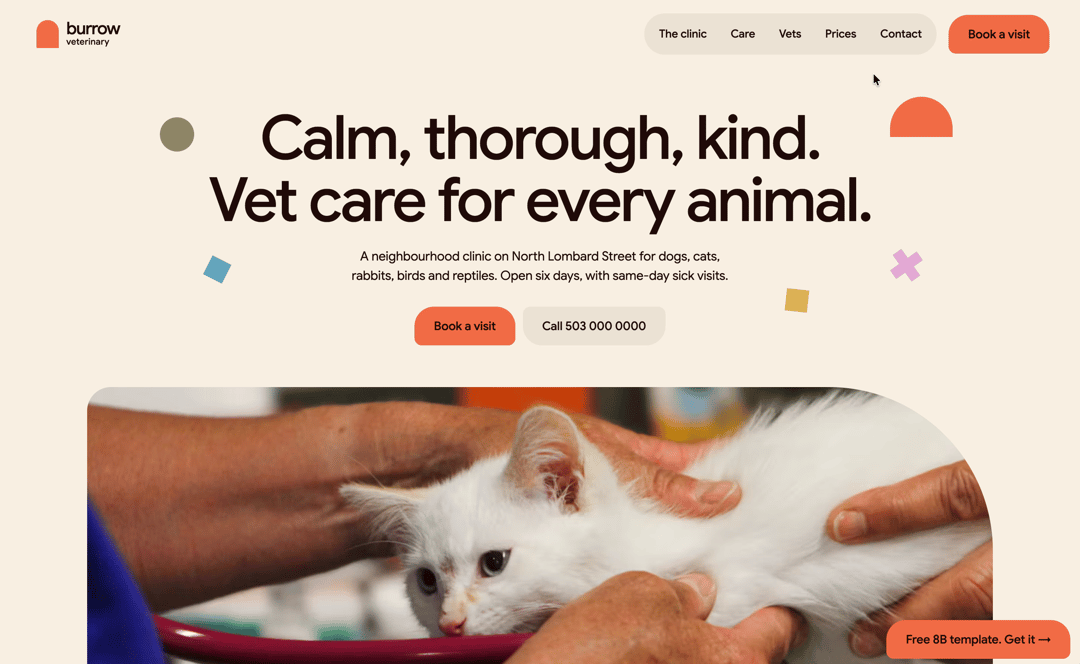 Veterinary Website Template for Vibe Coding: Free HTML Vet Clinic Site with Price List, Ready for AI Agents preview