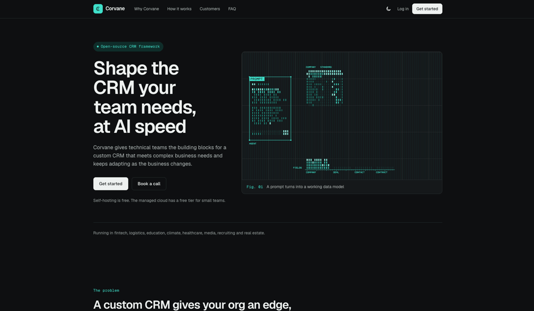 Corvane: SaaS landing page with animated illustrations preview