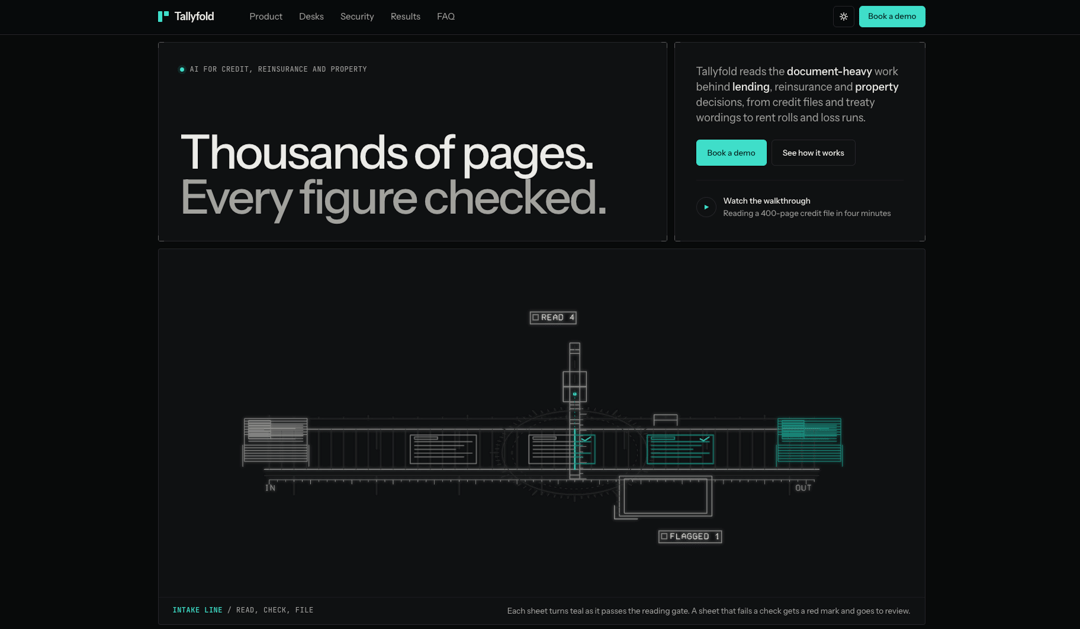 Tallyfold: instrument-panel landing page for AI finance preview
