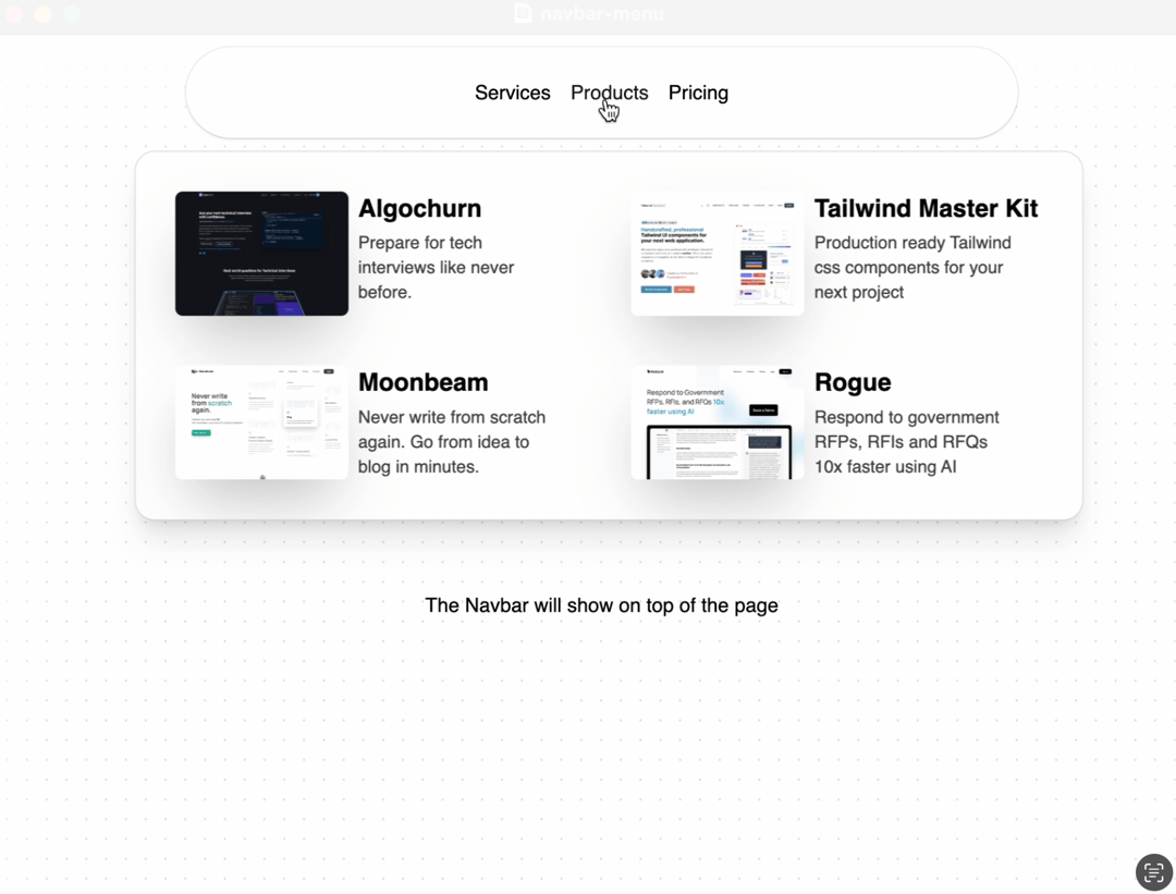 Navbar Menu preview