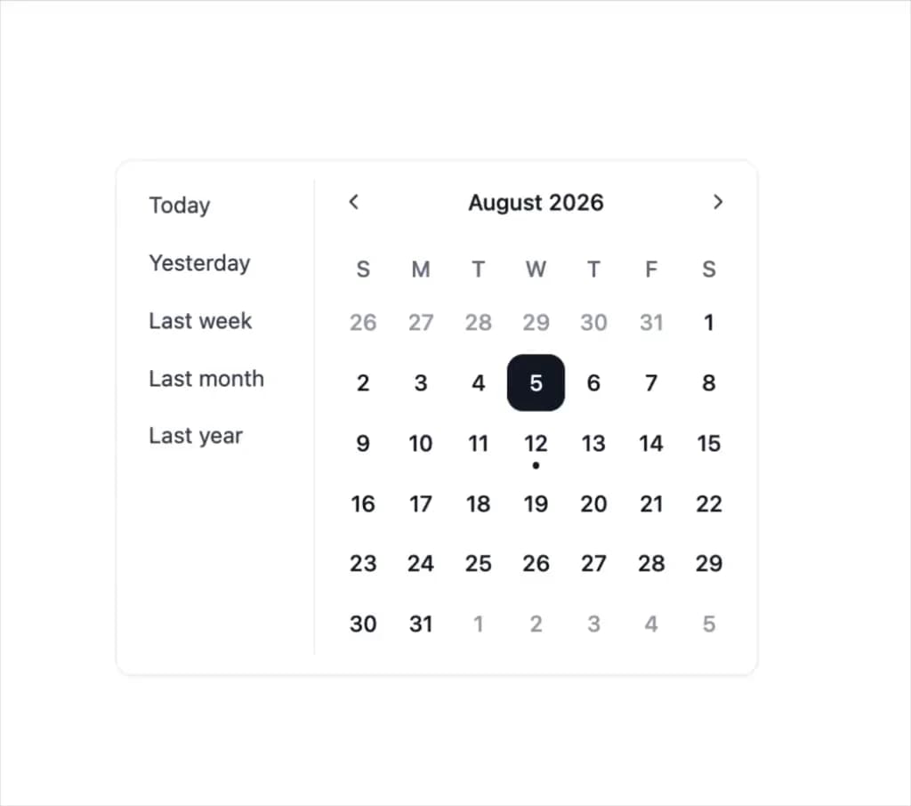Calendar preview