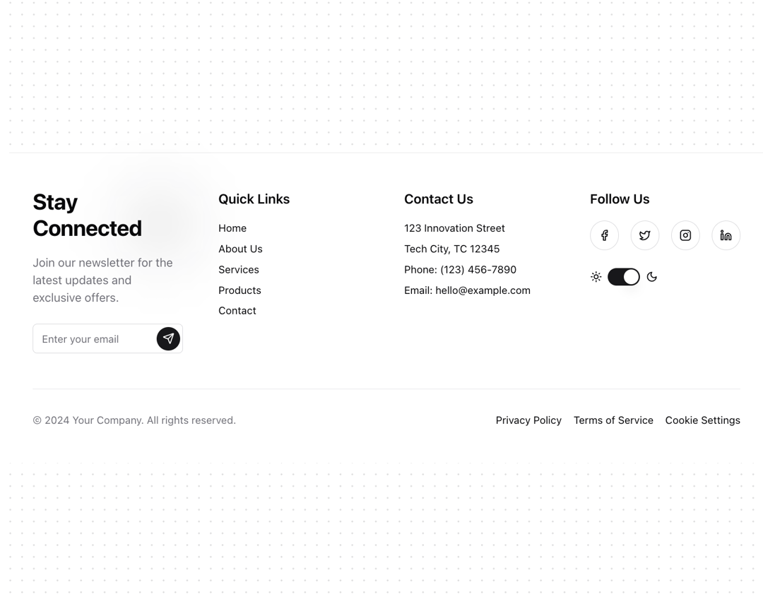 Footer section preview