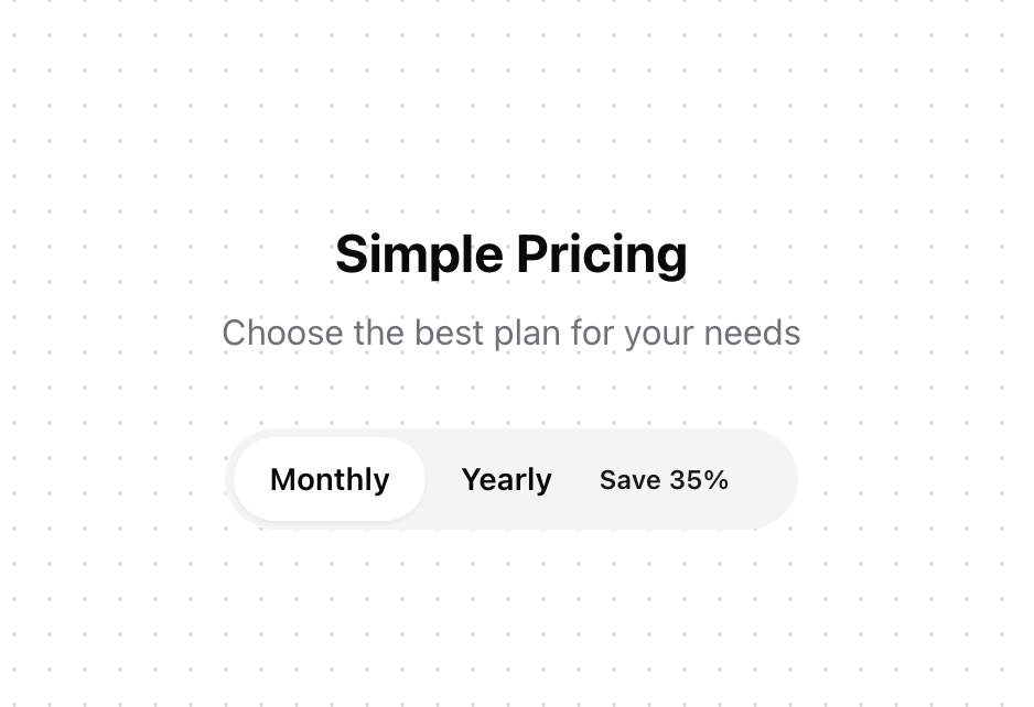 Pricing Tab preview