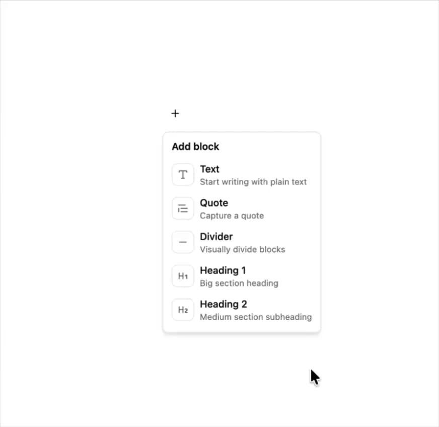 Add Block Dropdown Menu preview