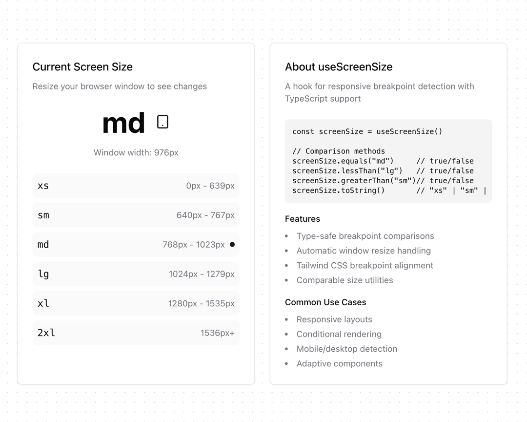 useScreenSize preview