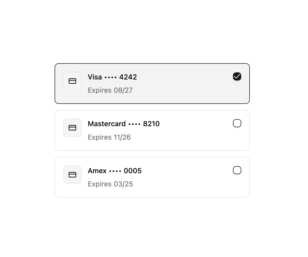 Payment Methods Checkbox preview