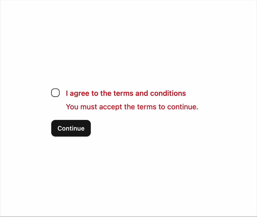 Invalid / Required Checkbox preview