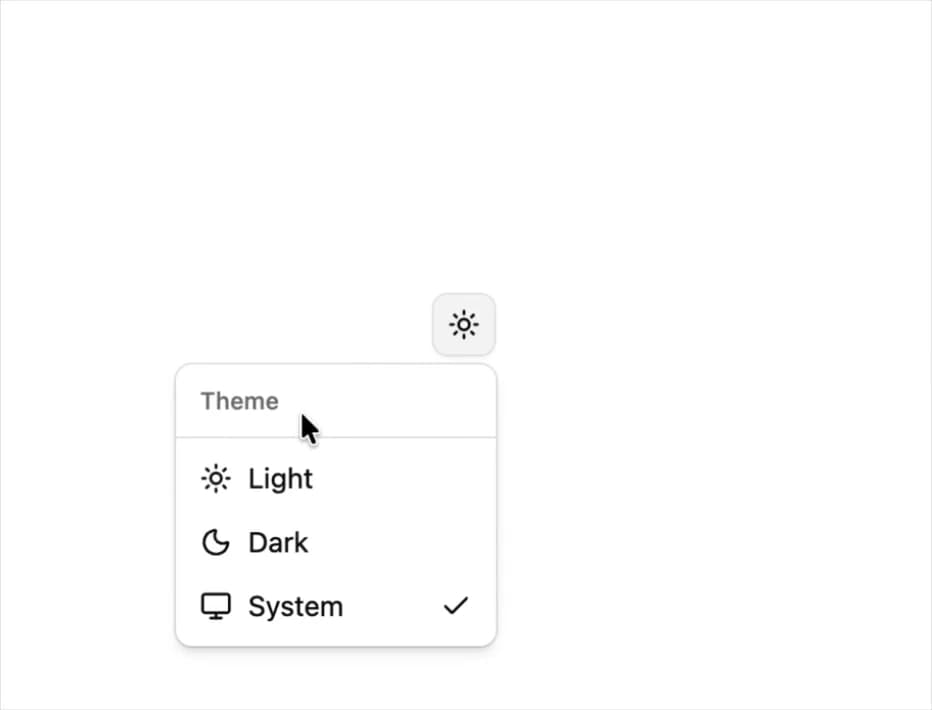 Theme Switcher Dropdown preview