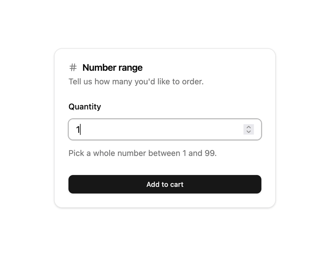 Number Range Form preview