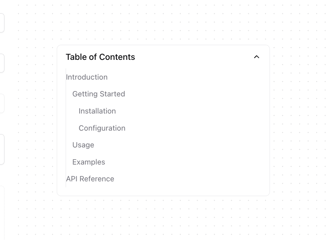 Inline Table of Content preview