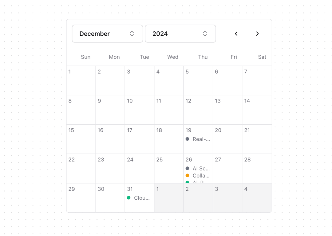 Calendar preview