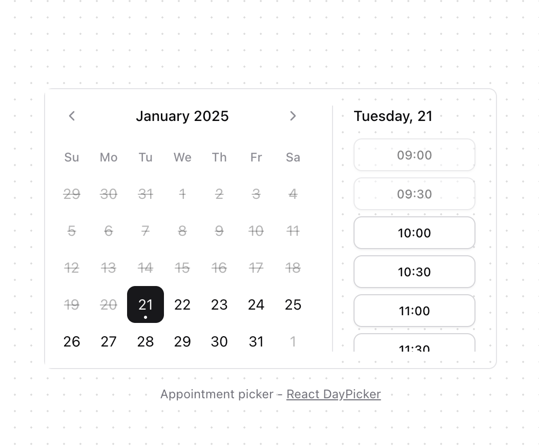 Calendar [React Day Picker] preview