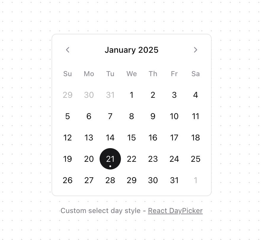 Calendar [React Day Picker] preview