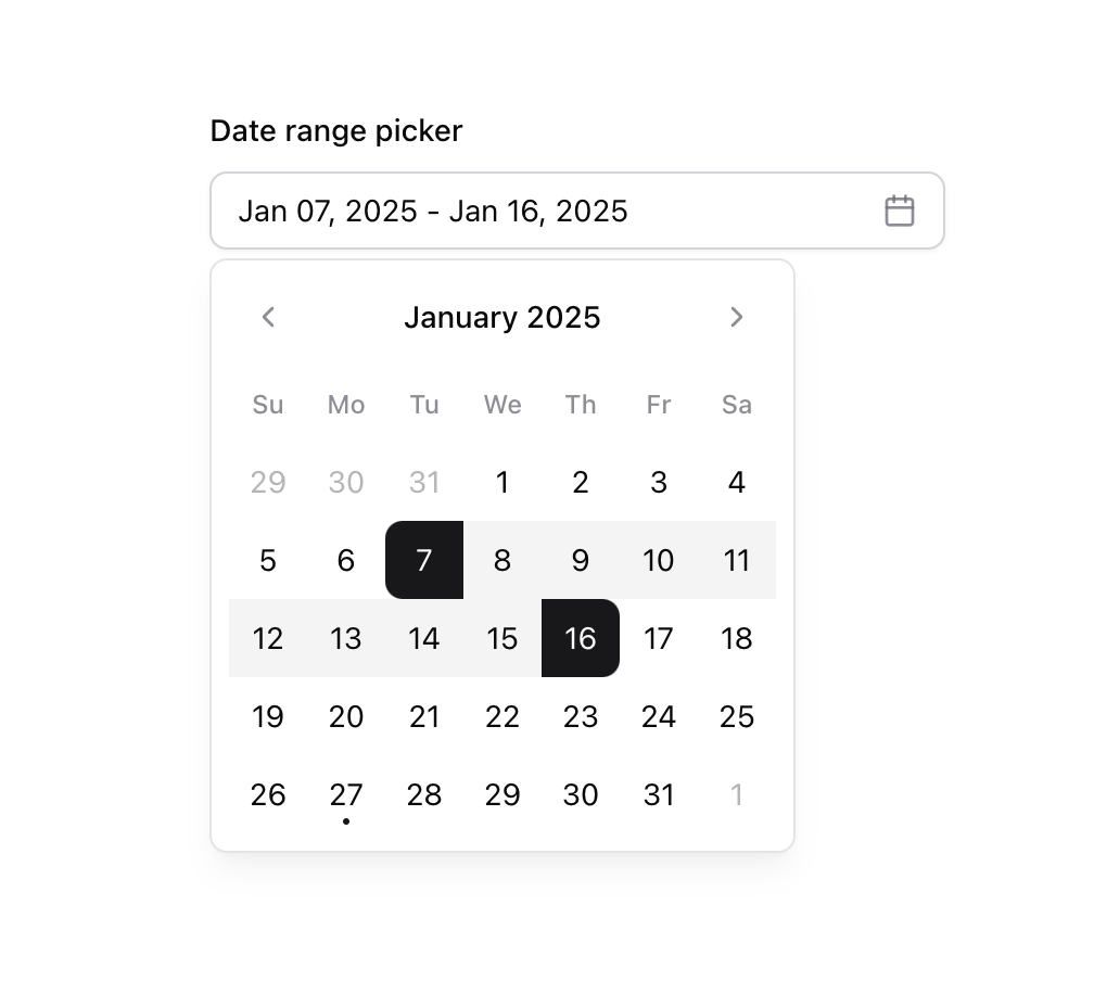 Calendar [React Day Picker] preview