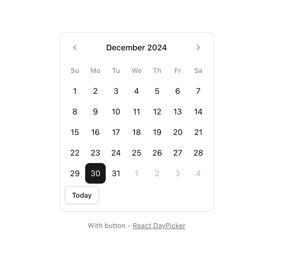 Calendar [React Day Picker] preview