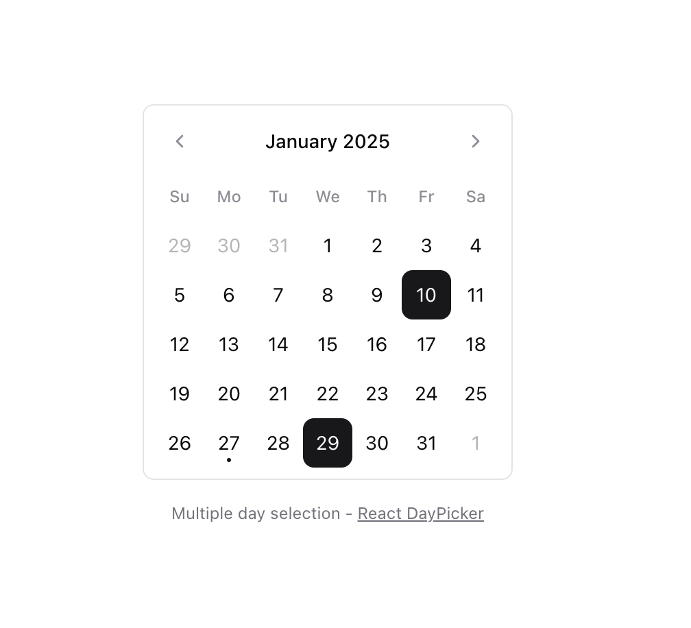 Calendar [React Day Picker] preview