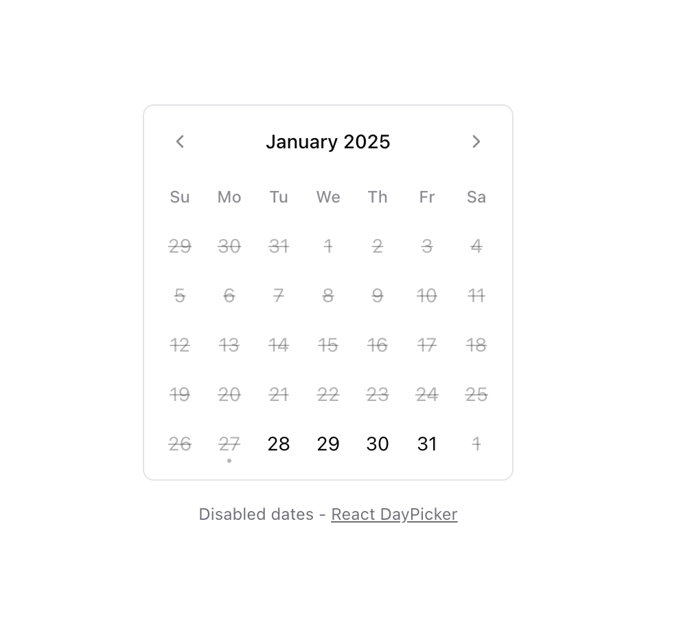Calendar [React Day Picker] preview
