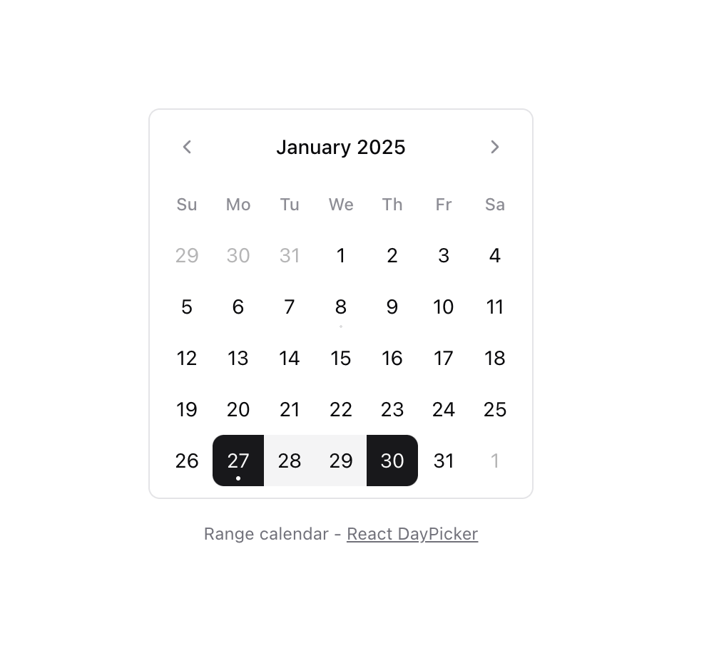 Calendar [React Day Picker] preview
