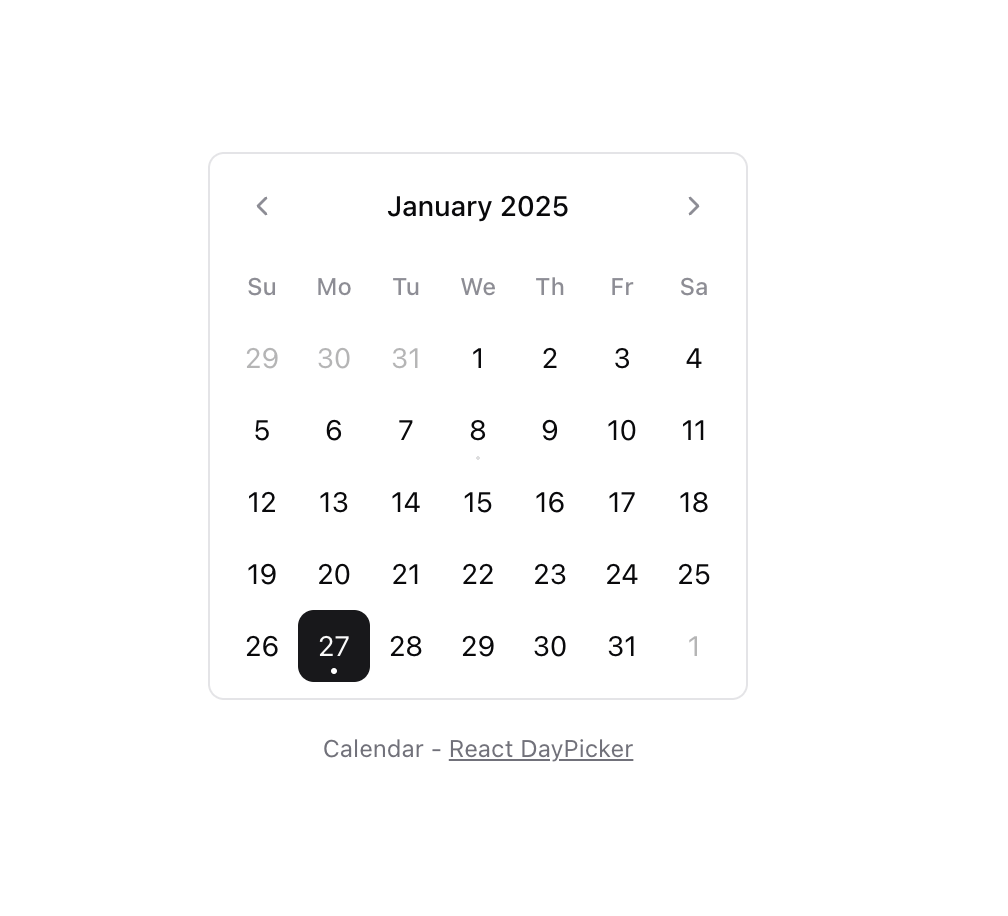 Calendar [React Day Picker] preview