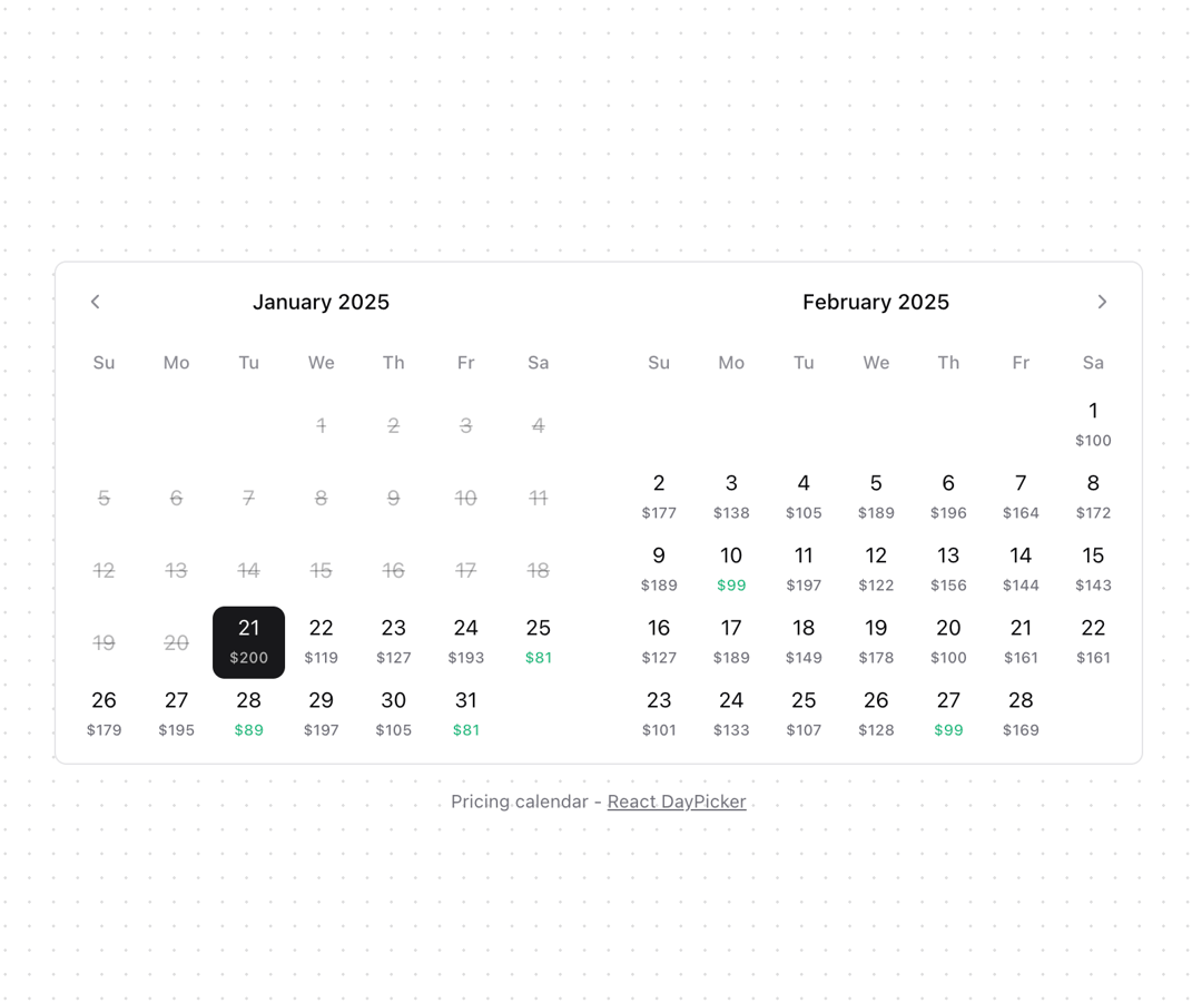 Calendar [React Day Picker] preview