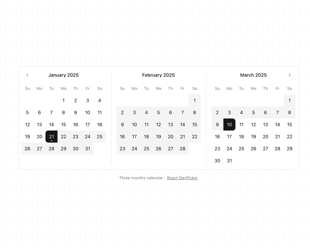 Calendar [React Day Picker] preview