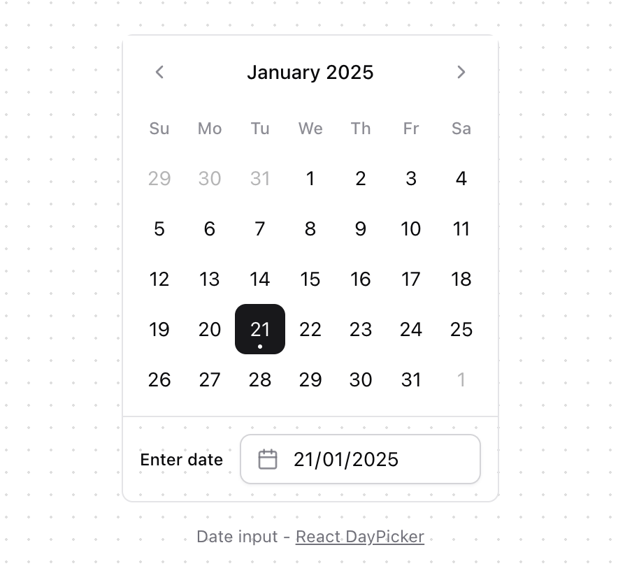 Calendar [React Day Picker] preview