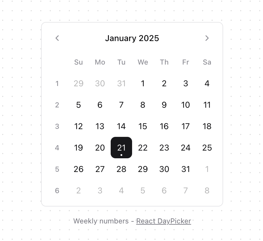 Calendar [React Day Picker] preview