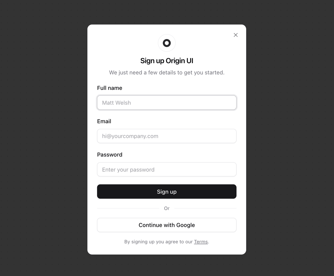Dialog preview