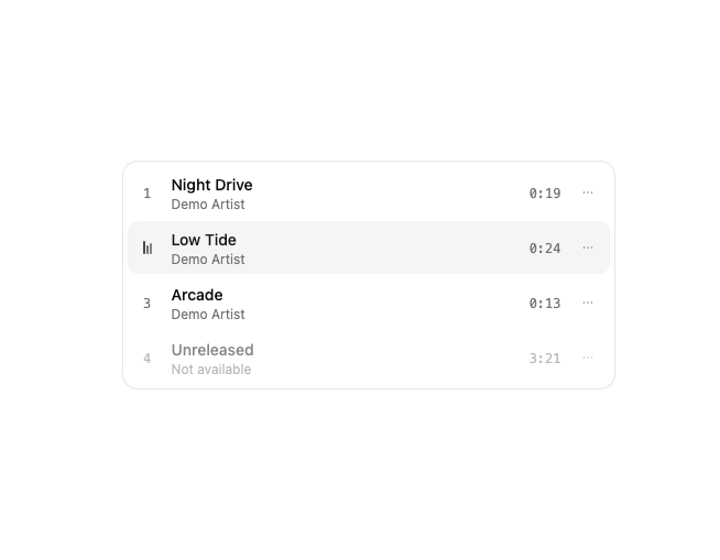 Track List preview