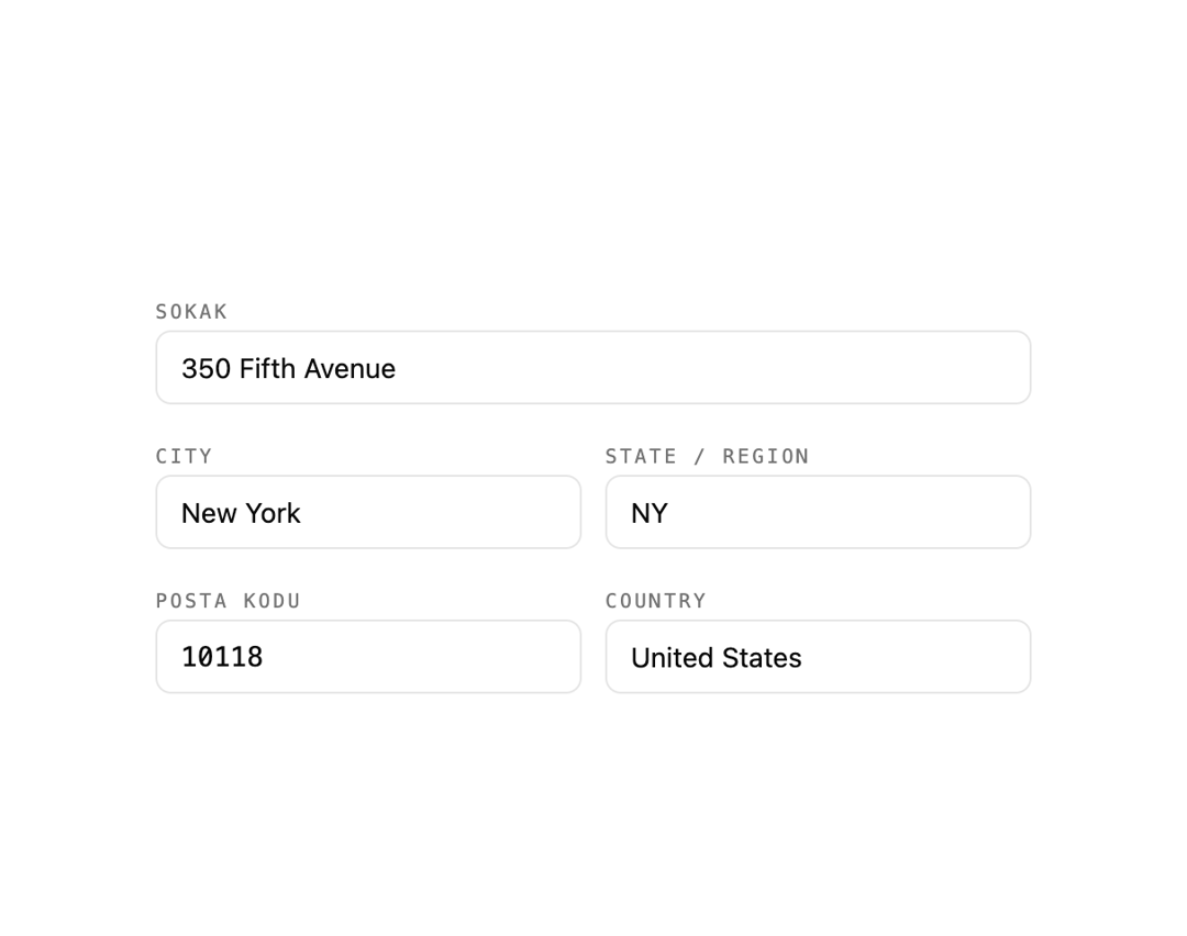 Address Form preview
