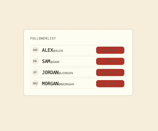 Follower List preview