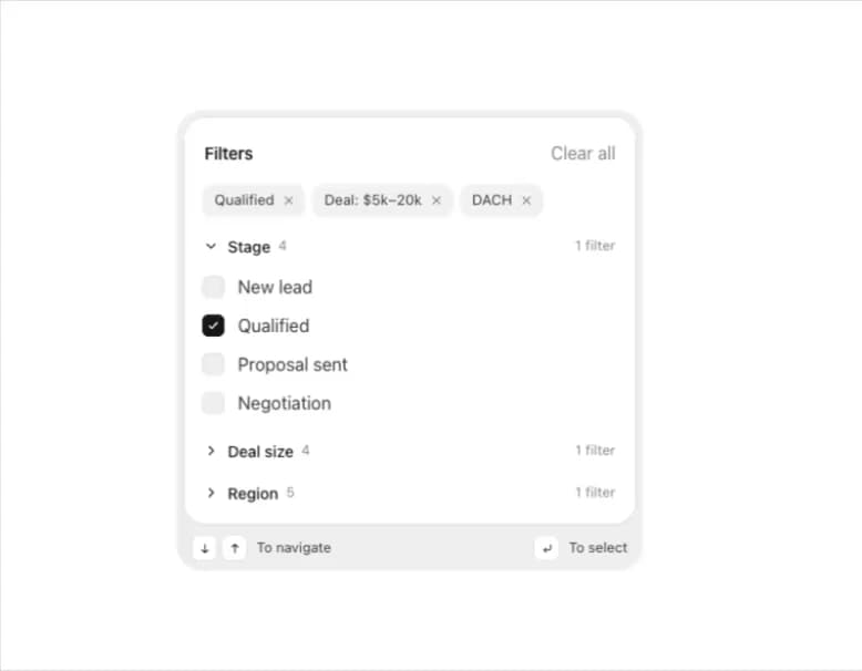 Filter Menu preview