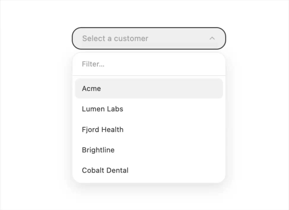 Combobox preview