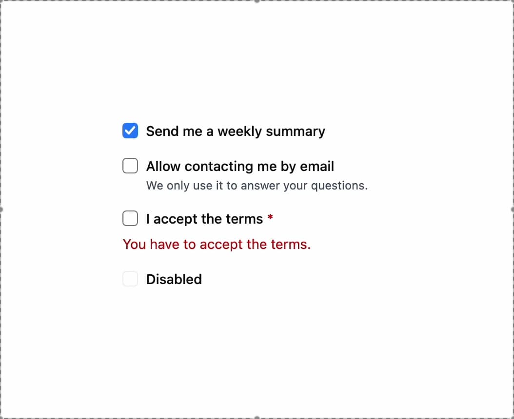 Checkbox preview
