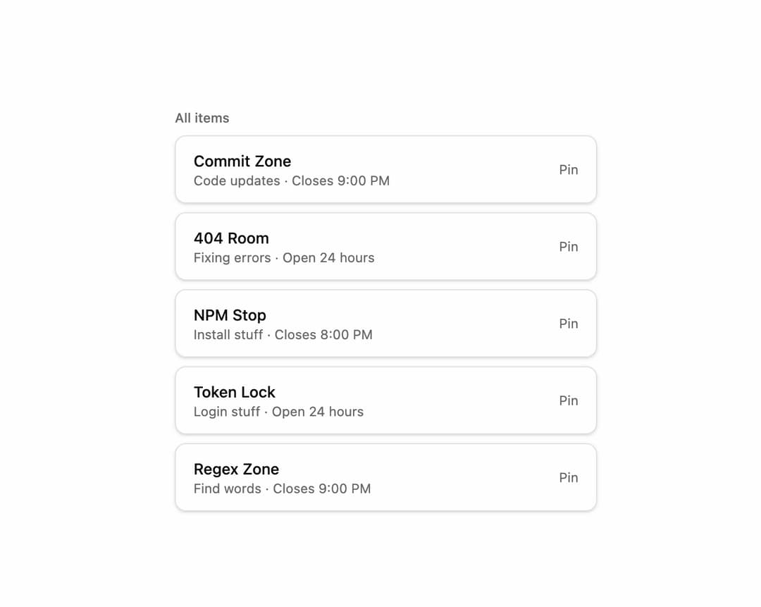 Pinned List preview