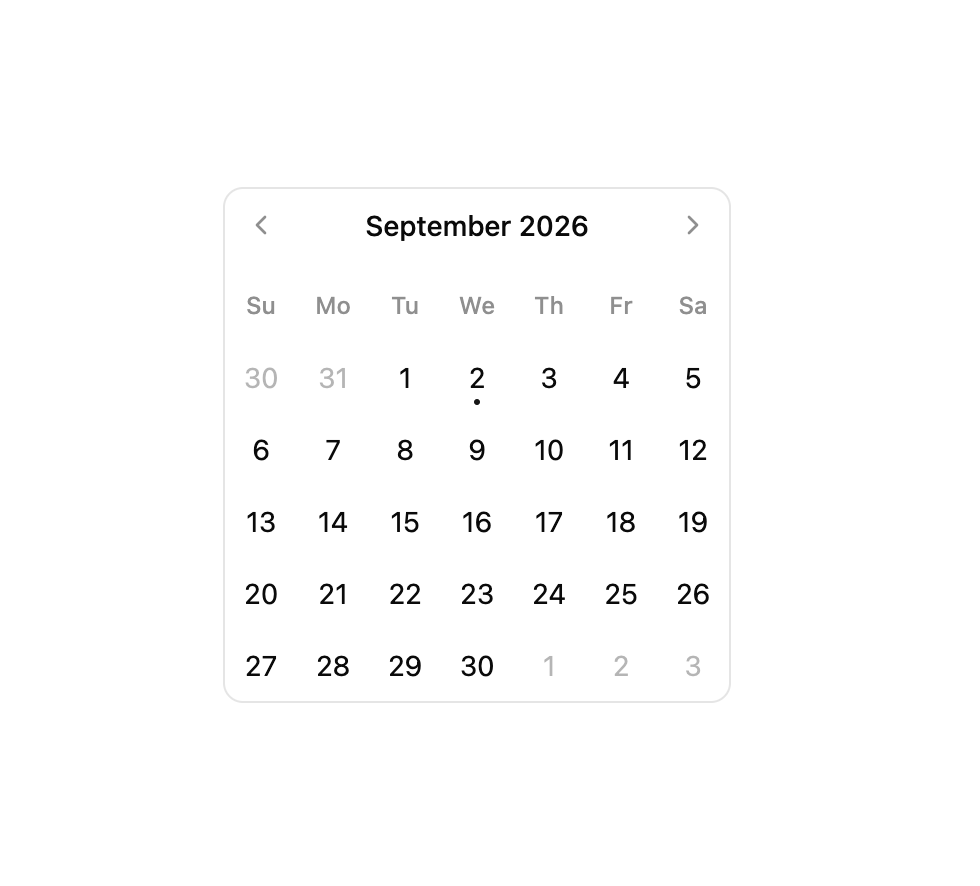 Calendar Variable size preview