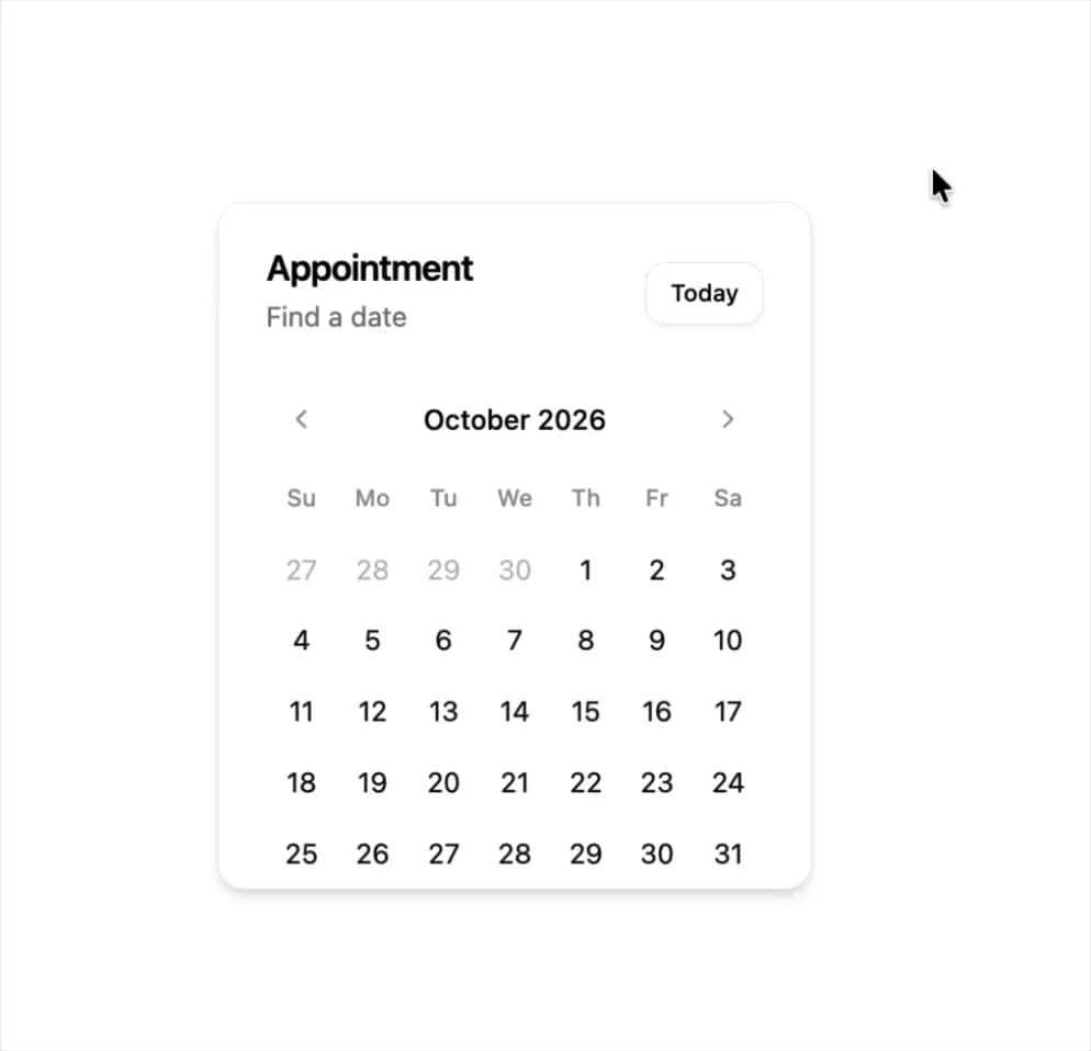 Calendar with day button preview
