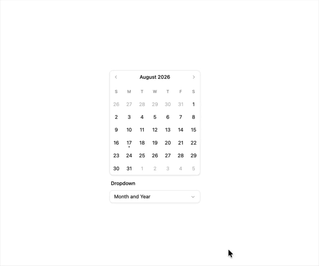 Calendar With Month and Year Dropdown preview