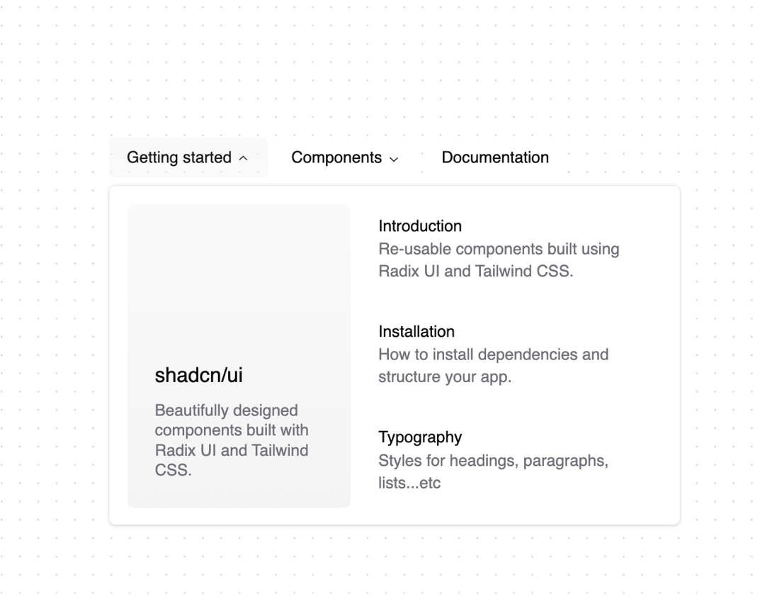 Navigation menu preview