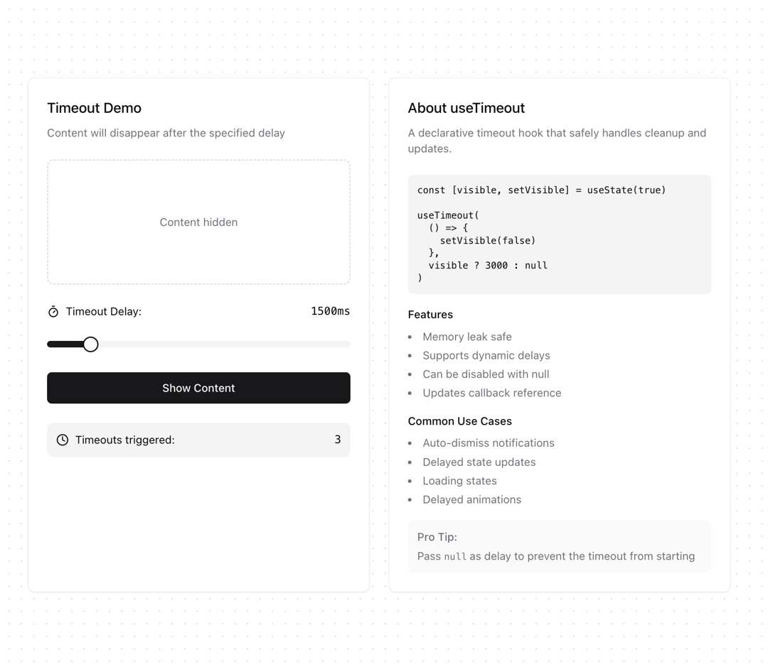 useTimeout preview
