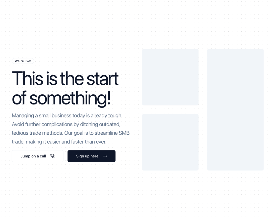 Hero with group of images, text and two buttons preview