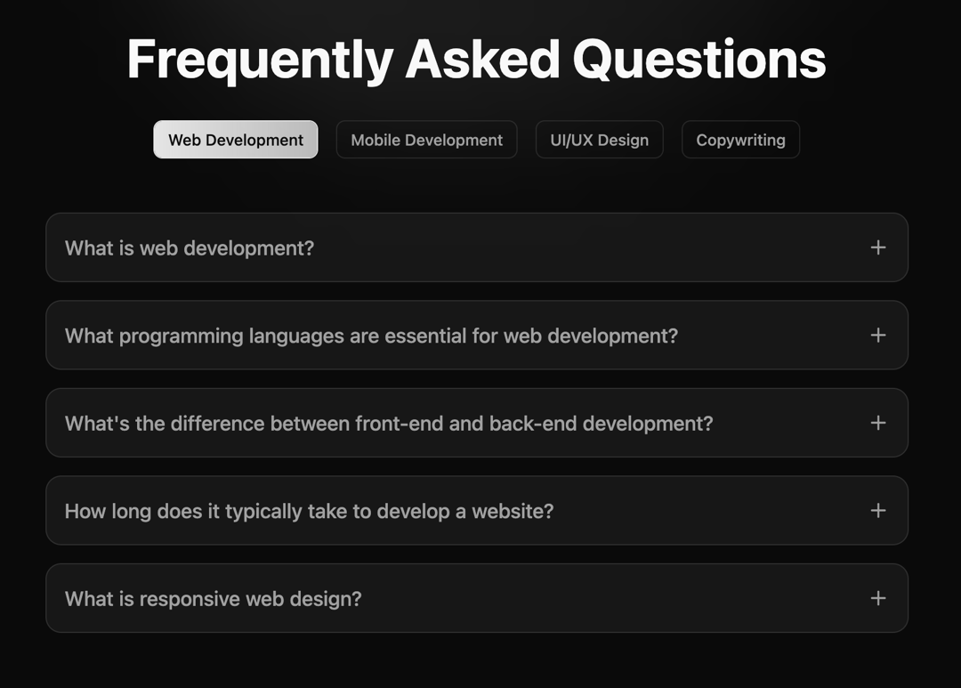 FAQ tabs preview