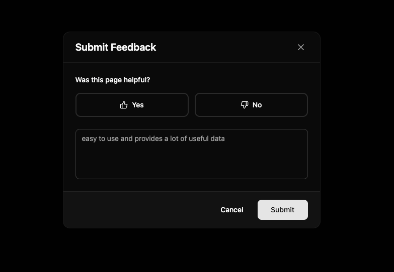 Feedback Modal preview