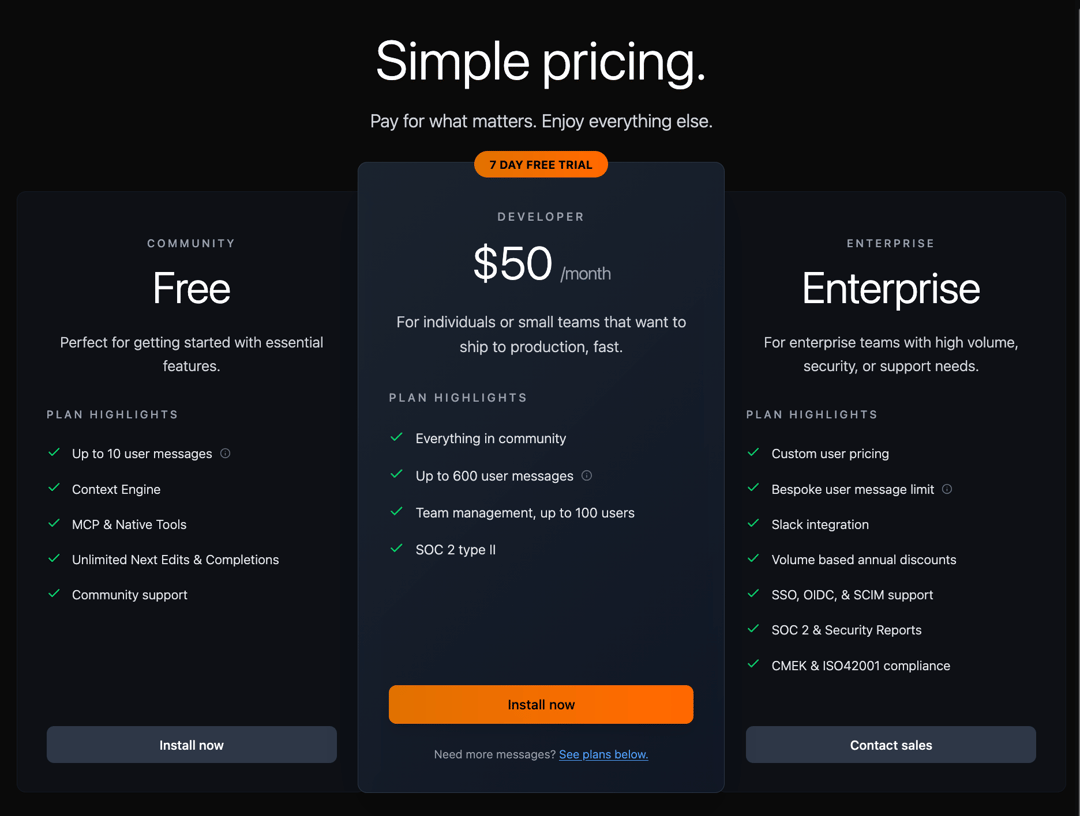 Pricing Section preview