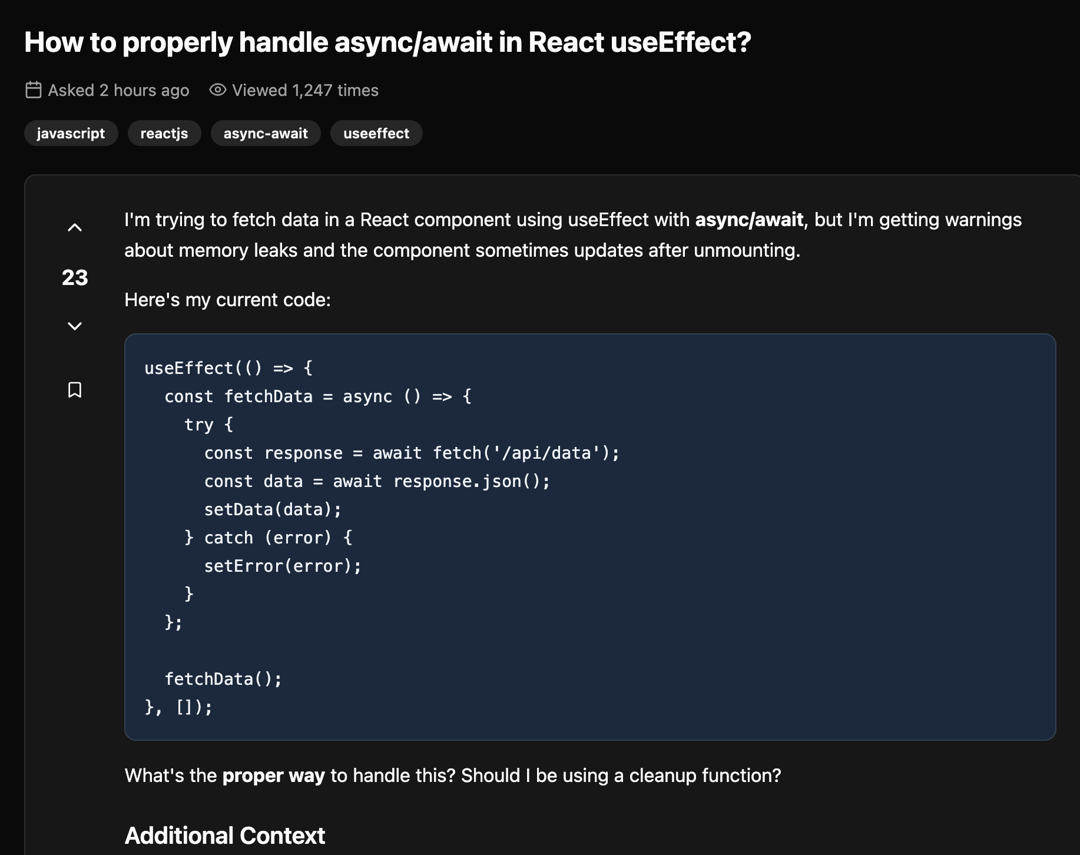 Stack Overflow Q&A Interface preview