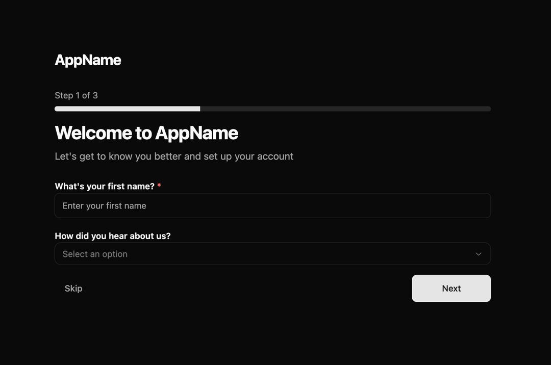 Step-based Onboarding Flow preview