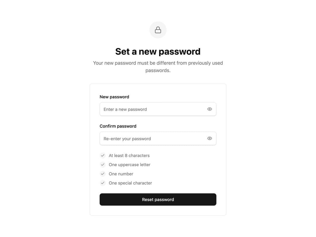 Set New Password preview
