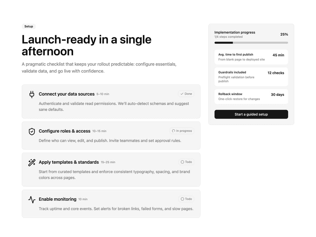 Setup Checklist with Progress Sidebar preview